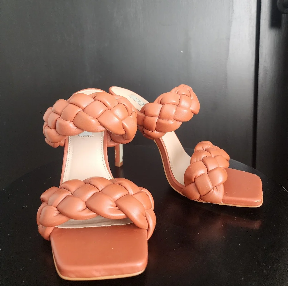 Steve Madden Modern Glam Kenley Braided Square Toe Mules Rust Size 8